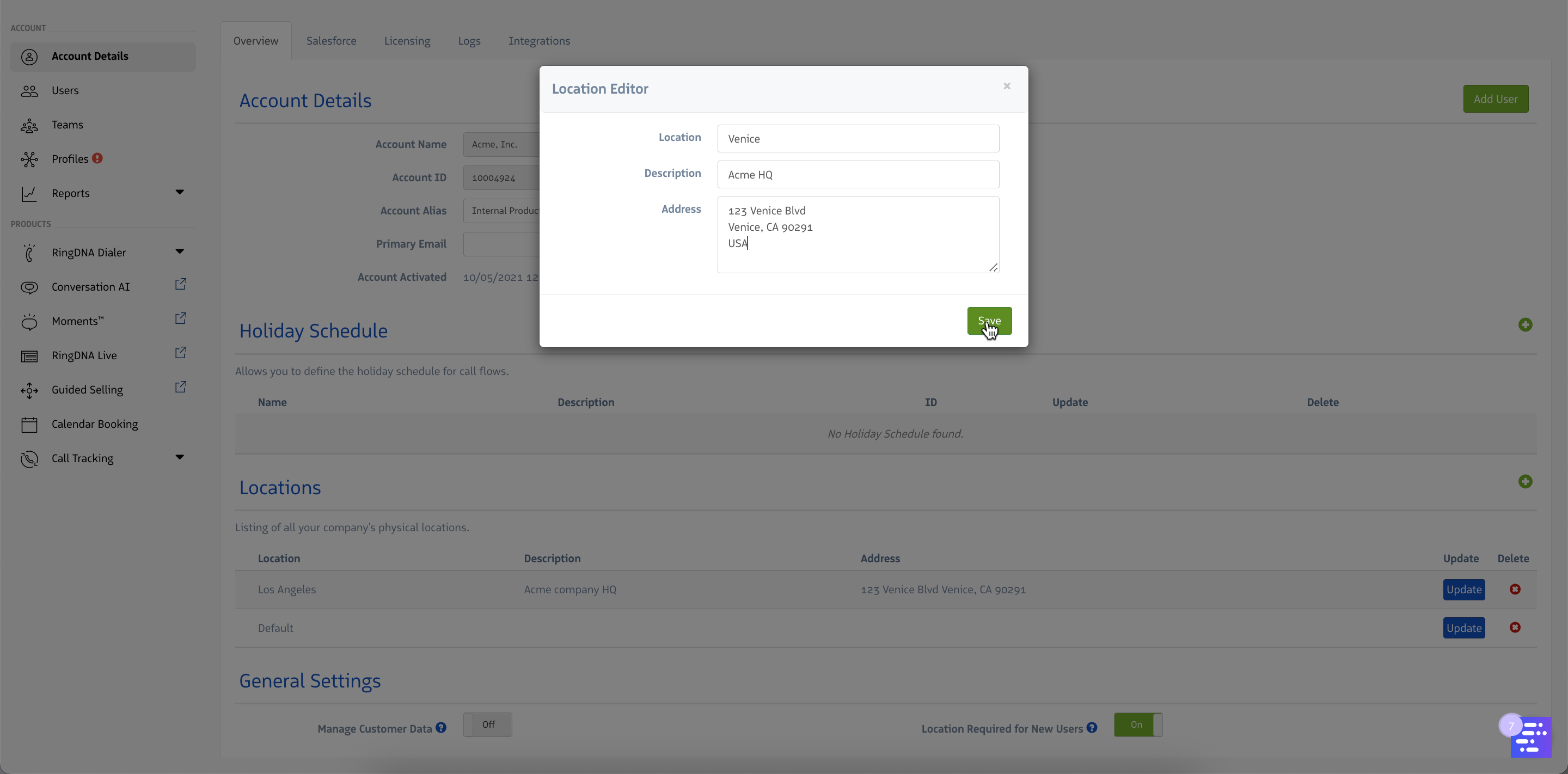Edit Location Modal
