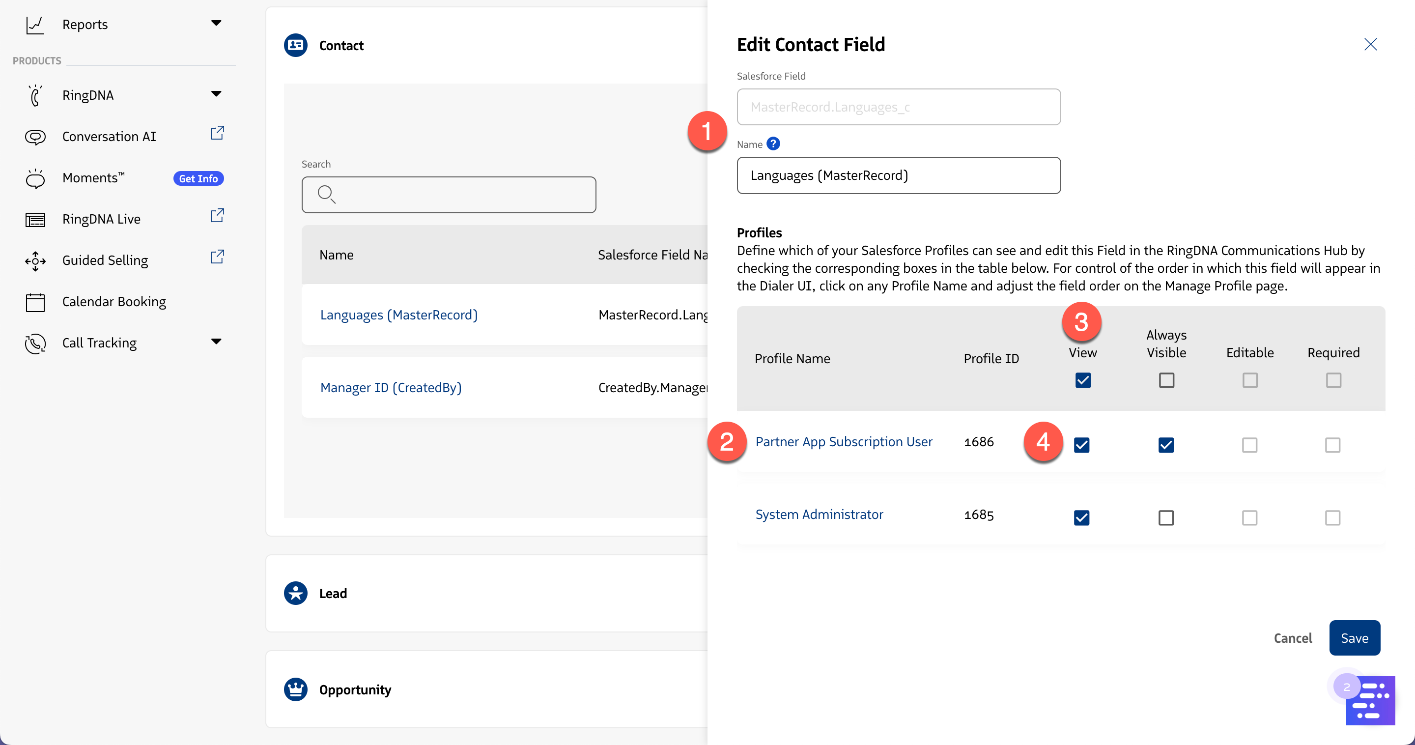 Edit Field Panel