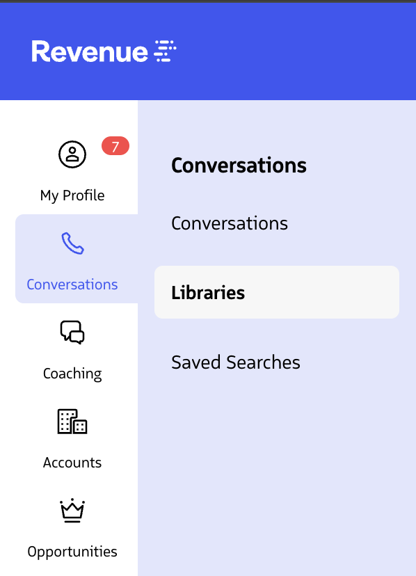 Libraries menu
