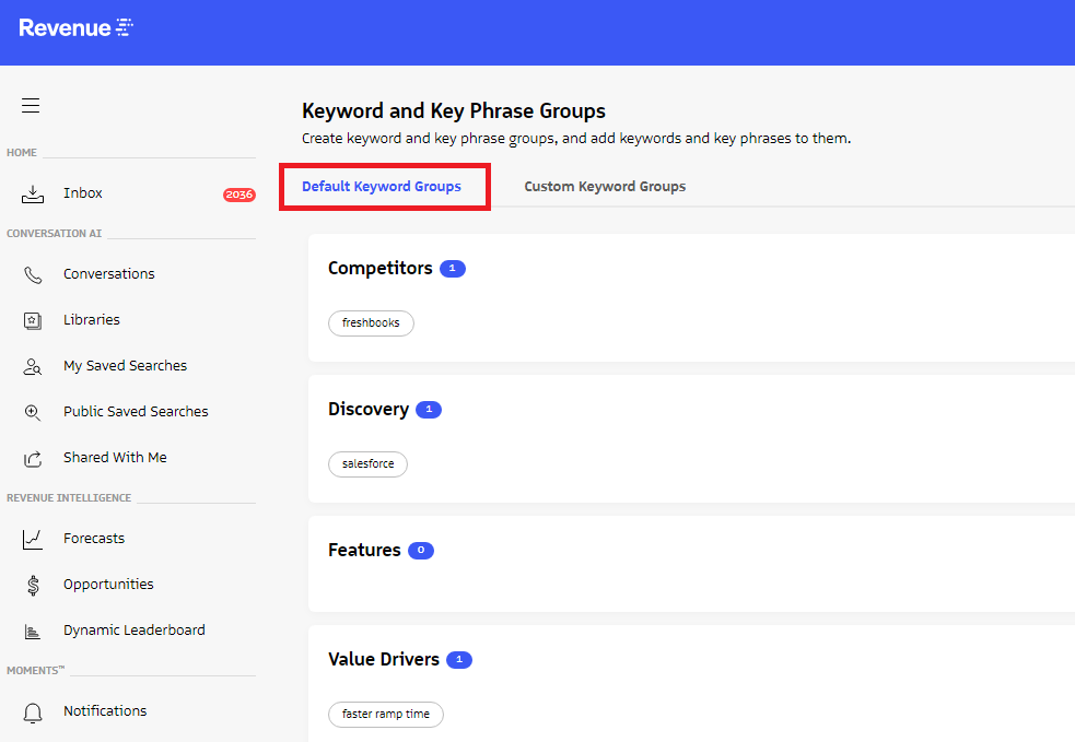 Edit keyword group