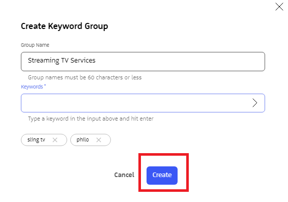 Create button