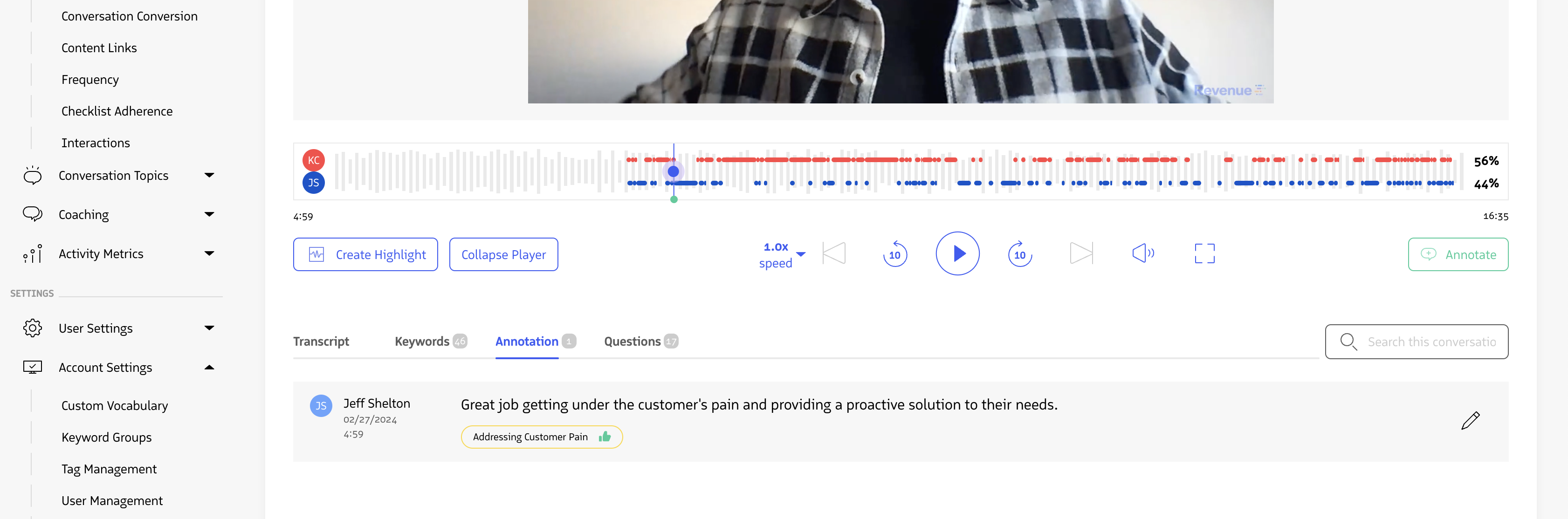 Annotations tab