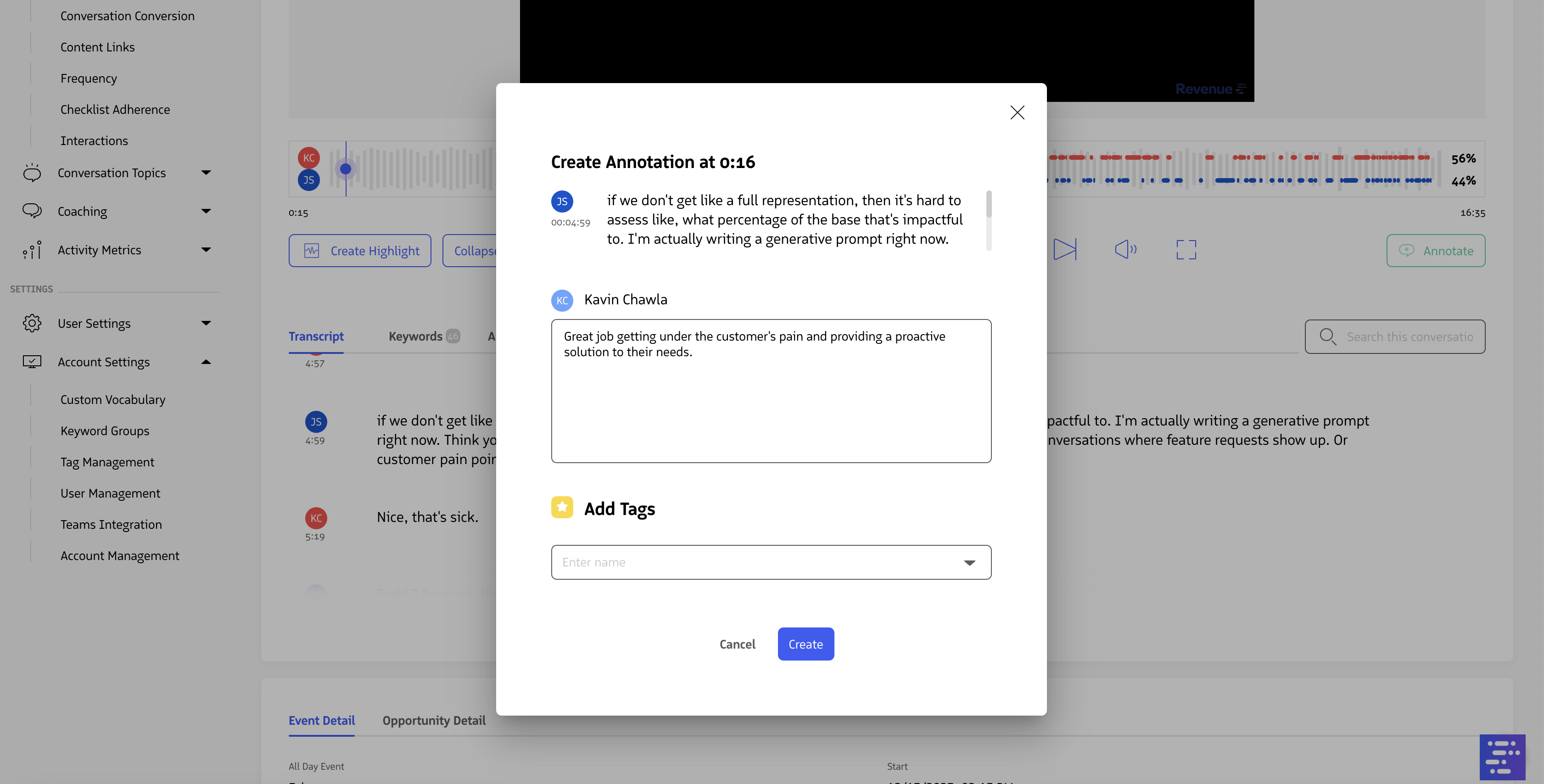 Feedback text