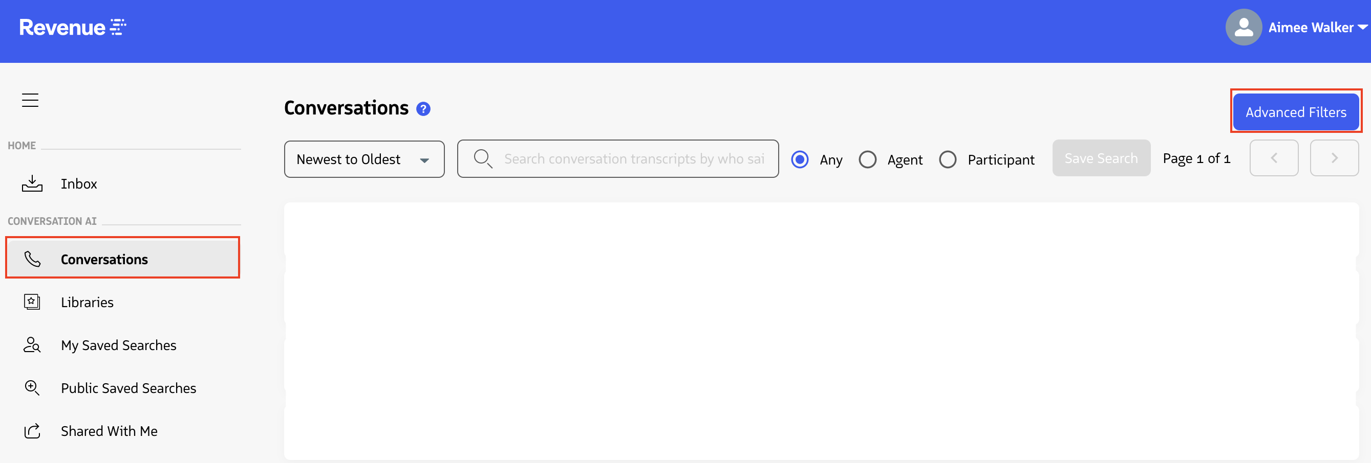 Conversations tab