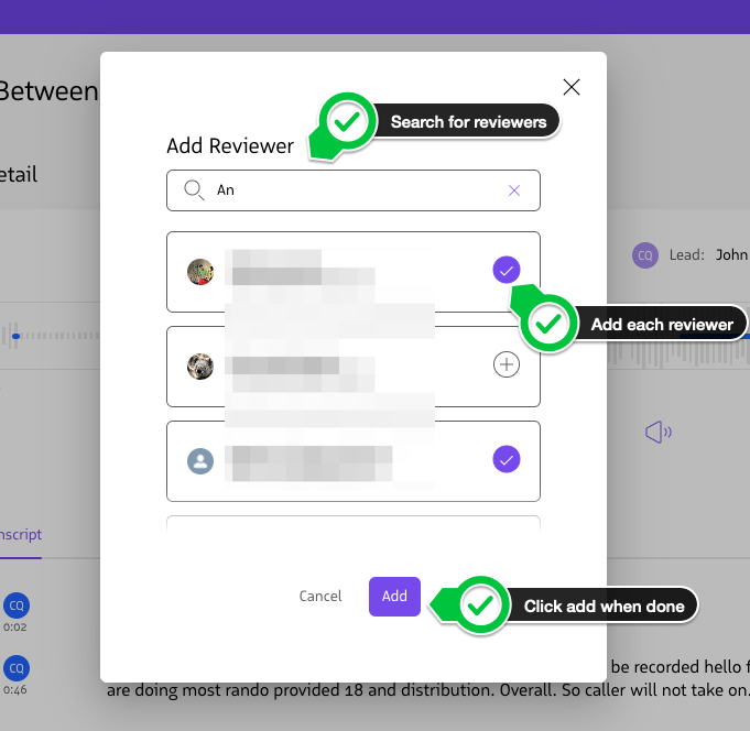 Select reviewers