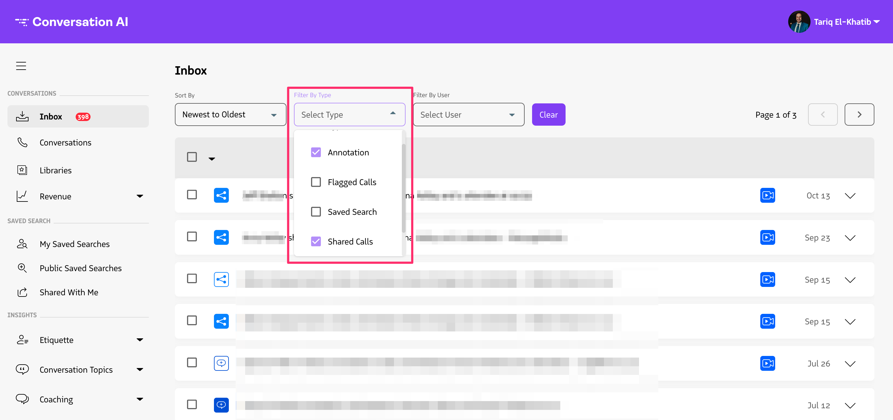 Inbox filters
