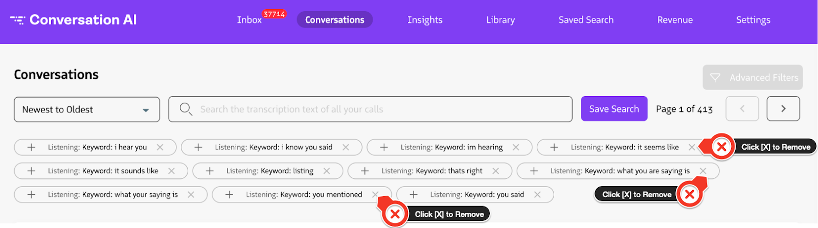 Remove keywords