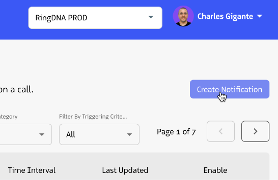Notification setup