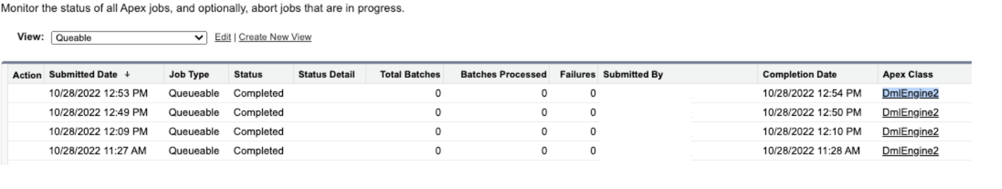 Apex Job Status