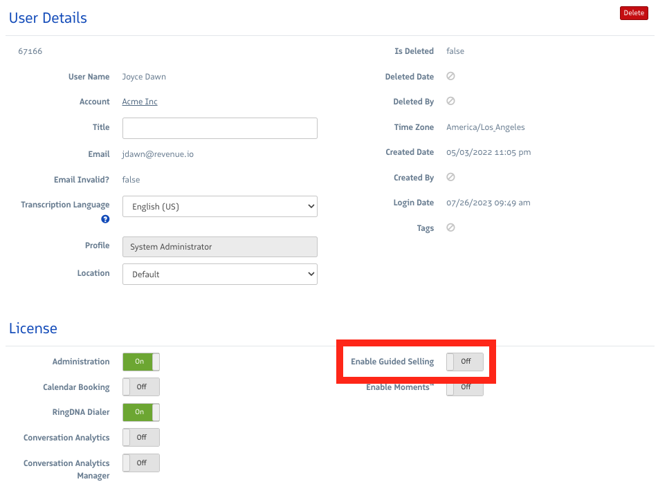 License Settings