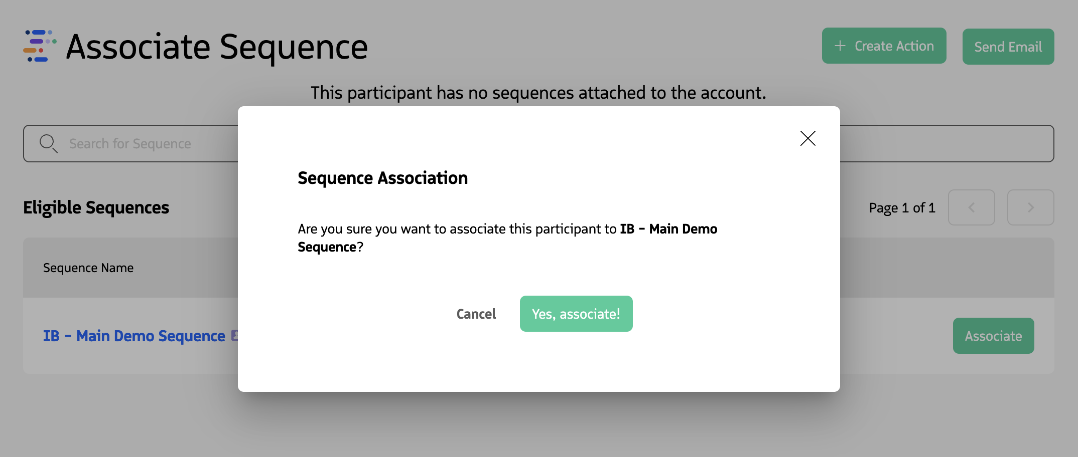 Participant Overview module with a confirmation prompt