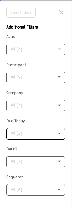 Settings panel showing Additional Filters and Visibility options.