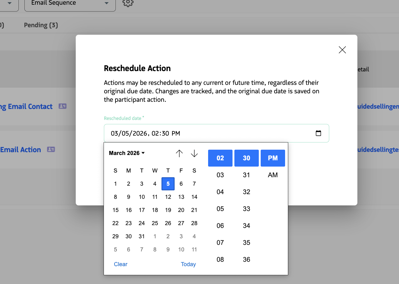 Reschedule date picker