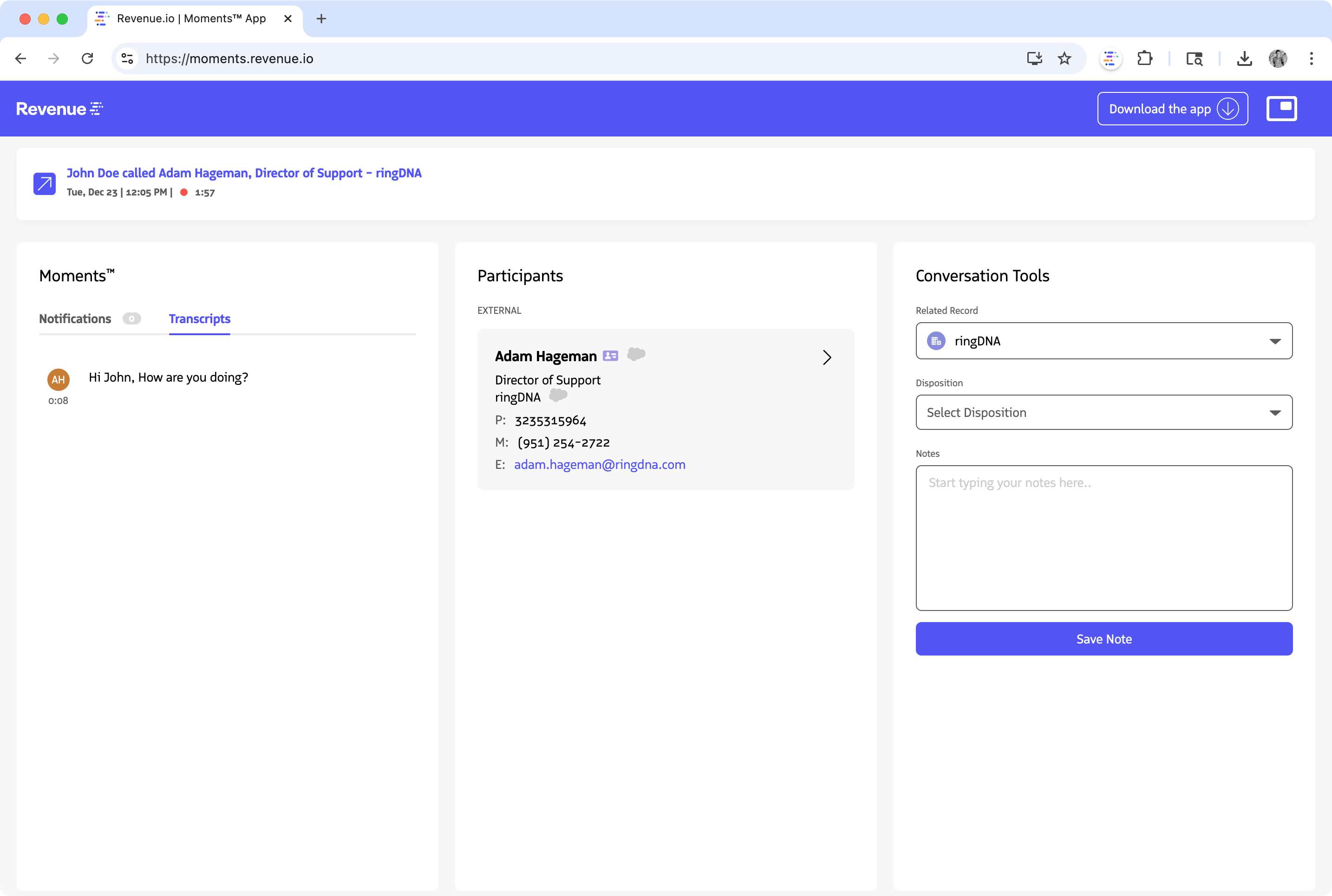 Moments™ App on Web