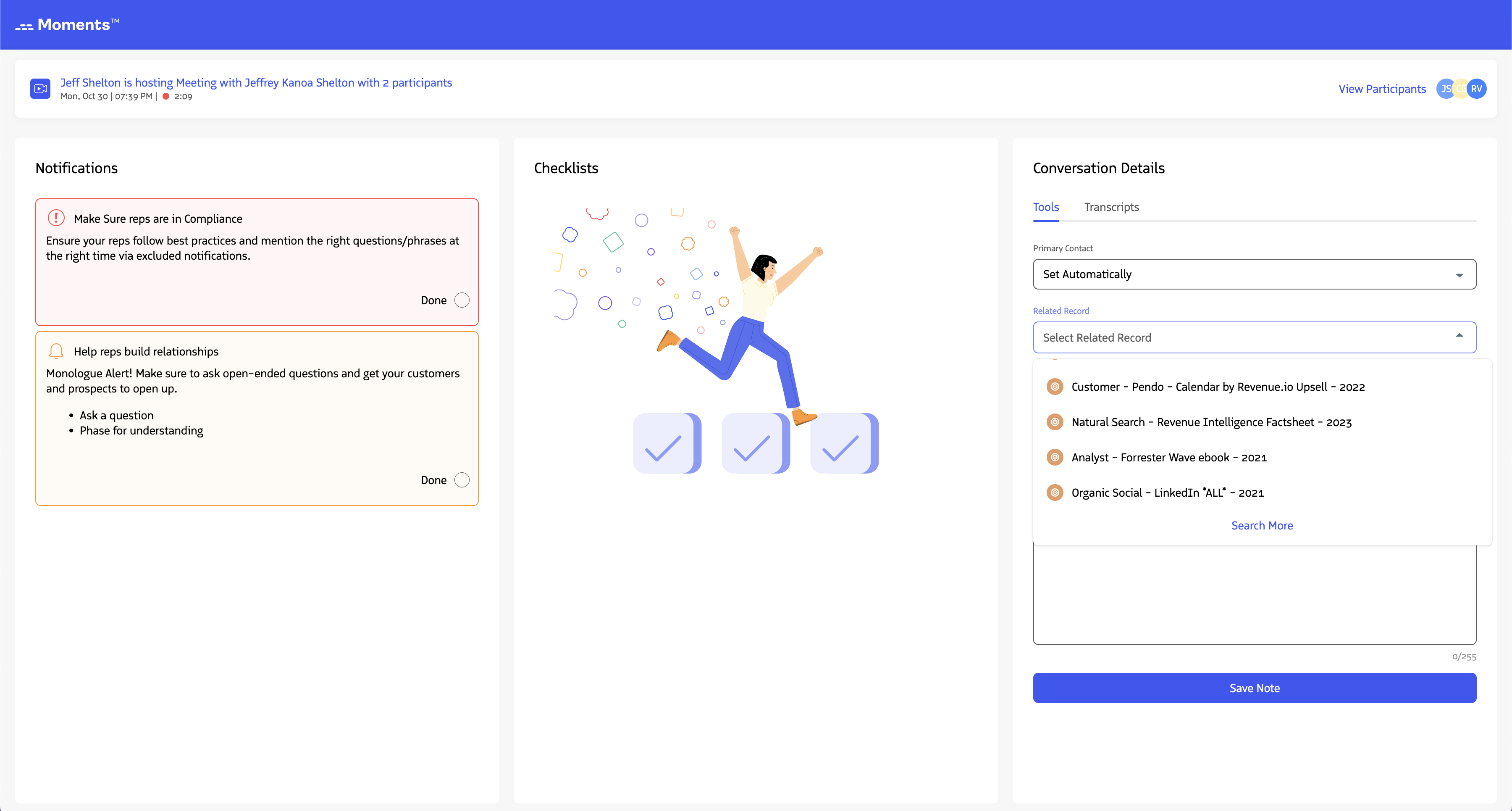 The Search More option at the bottom of the related records list.