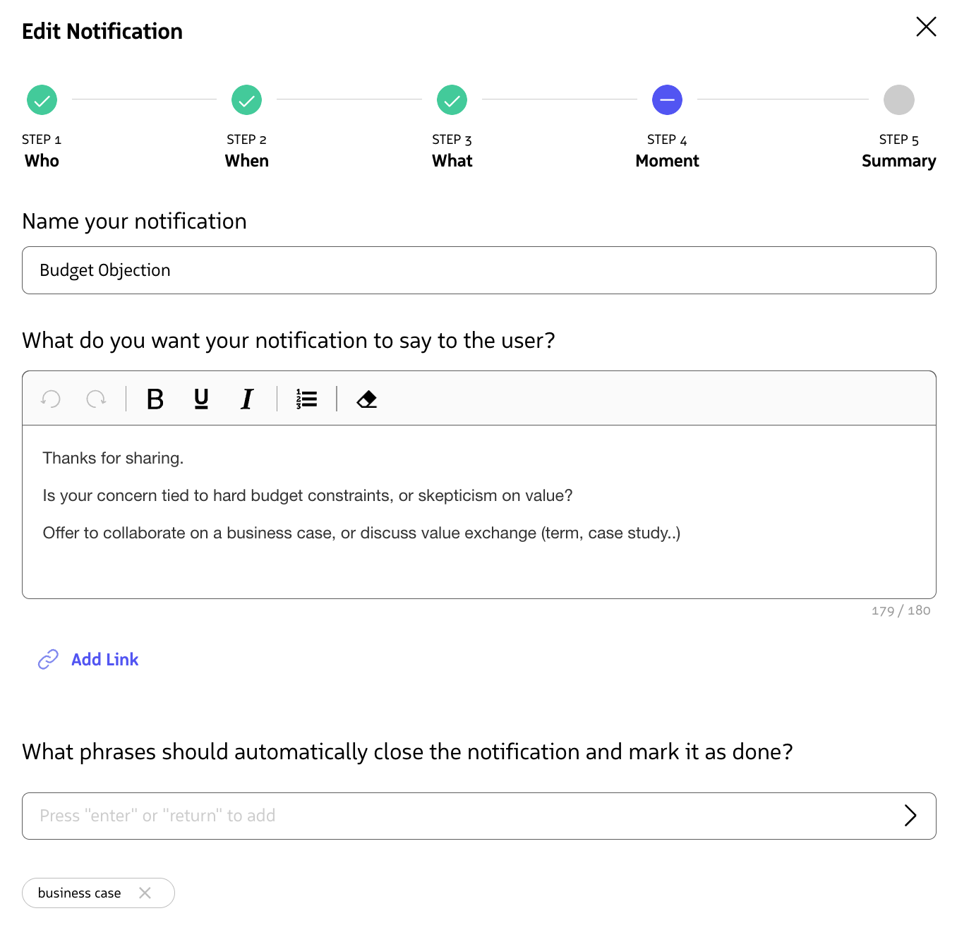 Create notification content