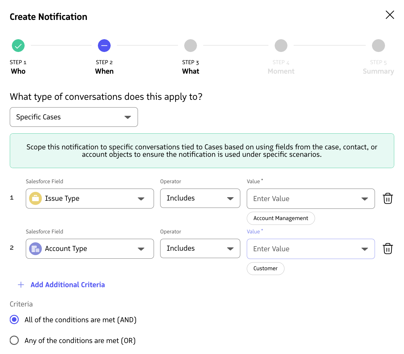 Targeting specific cases