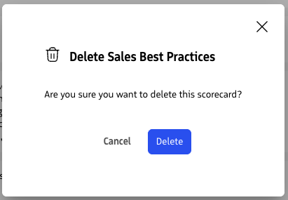 Confirmation modal to delete a scorecard.