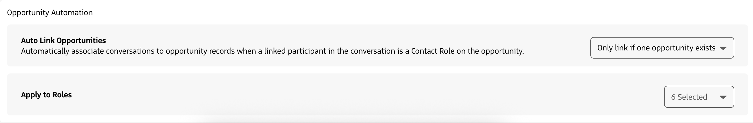 Opportunity Automation account settings