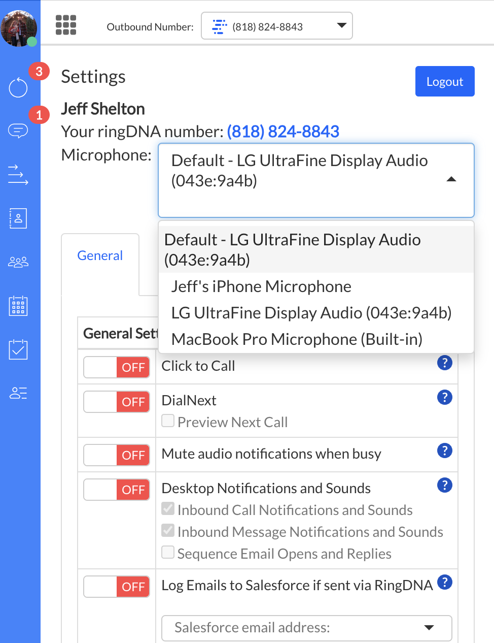 Microphone settings